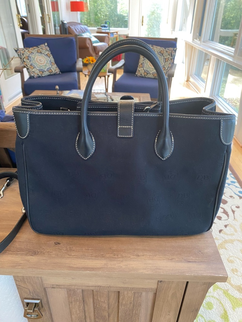 Dooney & Bourke Black Tote with Silver Hardware - Picture 2 of 14